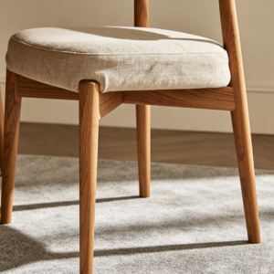 Linen Blend Modern Dining Chair with Oak Frame